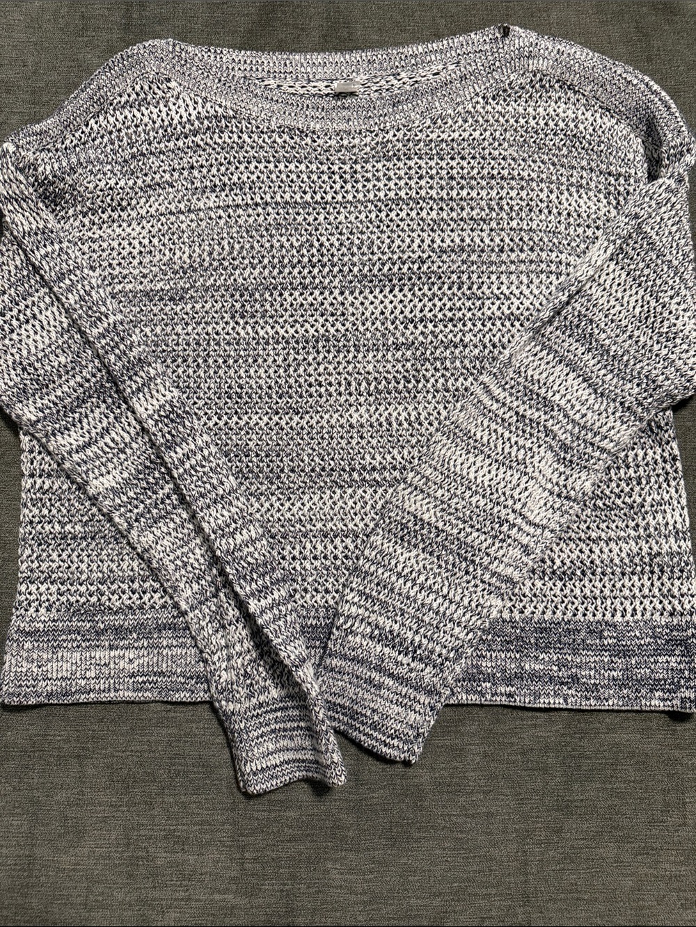 Marled Knit Crewneck Sweater - Navy/White